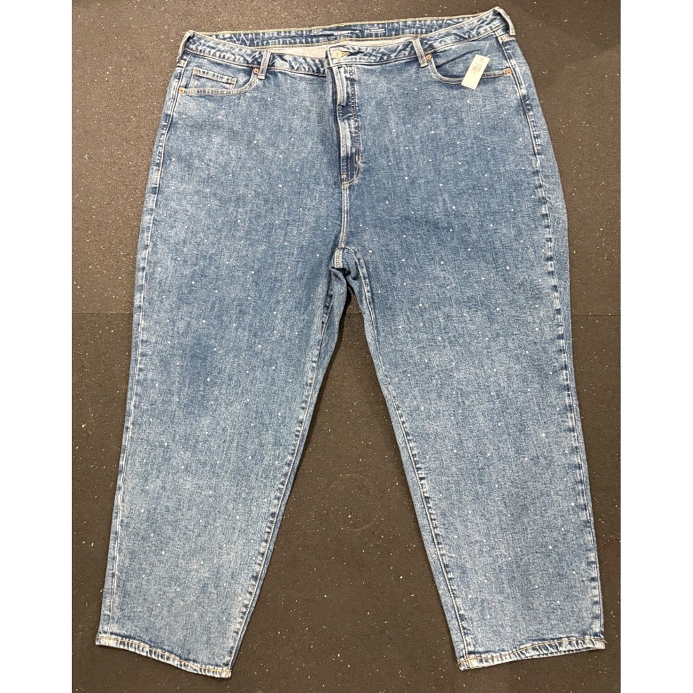 NWT‎ Old Navy High Rise O.G. Straight Jeans Women Size 30 Crystal Embellished